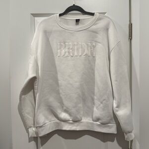 SHEIN White 'Bride' Crew Neck Sweater